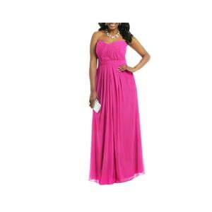 Badgley Mischka Strapless Pleated Waist Full Length Gown Hot Pink Size 10